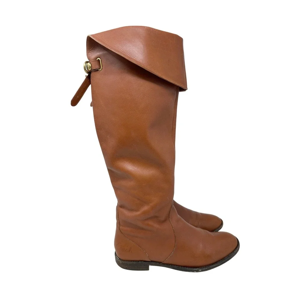 Coach Cheyenne Brown Soft Calf Leather Over the Knee Riding Boots 9.5